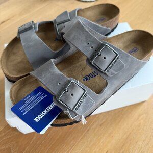 Birkenstock Arizona Iron Gray Leather Sandals NWT Size 43/M 10-10.5